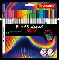 Pennarello Premium con punta a pennello - STABILO Pen 68 brush - ARTY - Astuccio da 24 - Colori assortiti