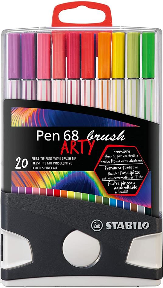 Pennarello Premium con punta a pennello - STABILO Pen 68 brush Colorparade  - ARTY - Astuccio da 20 - Colori assortiti - Stabilo - Cartoleria e scuola  | laFeltrinelli