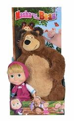 Masha E Orso. Set Bambola Cm.23 Con Orso Peluche Cm.43