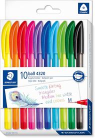 PENNE A SFERA CON CAPPUCCIO COLORATE BALL 4320 STAEDTLER - ASTUCCIO 10 COLORI TRATTO M