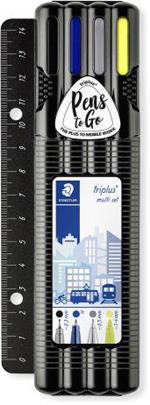 triplusmulti set STAEDTLER Box nero con 1 fineliner nero, 1 ball M blu, 1 portamine 0,5 mm, 1 evidenziatore textsurfer