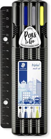 triplusmulti set STAEDTLER Box nero con 1 fineliner nero, 1 ball M blu, 1 portamine 0,5 mm, 1 evidenziatore textsurfer