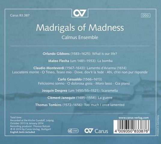 Madrigals of Madness - CD Audio - 2