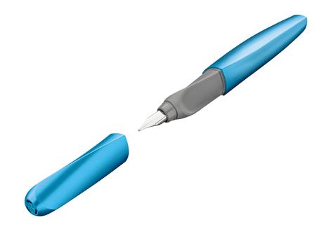 Penna stilografica Pelikan Twist ricaricabile per destrimani e mancini, impugnatura ergonomica triangolare Frosted Blue - 3