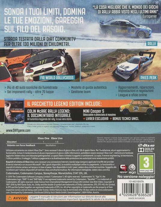 DiRT Rally Legend Edition - gioco per Xbox One - Codemasters - Racing -  Videogioco | Feltrinelli