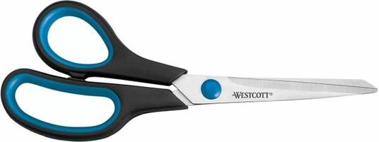 Forbici per mancini Westcott Easy Grip lame asimettriche 21 cm blu/nero  E-30282 00 - Westcott - Cartoleria e scuola