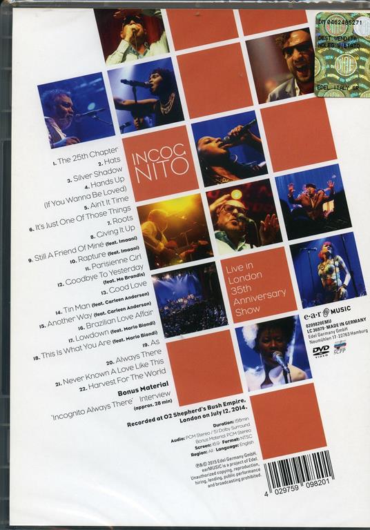 Incognito. Live in London. The 35th Anniversary Show (DVD) - DVD di Incognito - 2