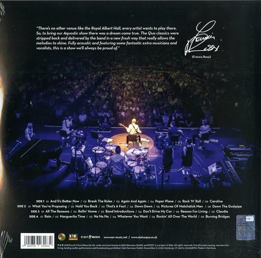 Down Down and Dignified at the Royal Albert Hall ( + MP3 Download) - Status  Quo - Vinile | Feltrinelli