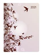 Agenda giornaliera verticale Alpha Edition 2021, 12 mesi tascabile. Style Hummingbird Tree - 10,7x15,2cm