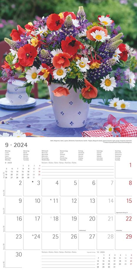 Alpha Edition - Calendario 2024 da muro Flowers, 12 mesi, 30x30 cm - 11