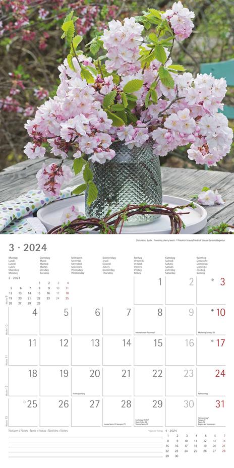 Alpha Edition - Calendario 2024 da muro Flowers, 12 mesi, 30x30 cm - 5