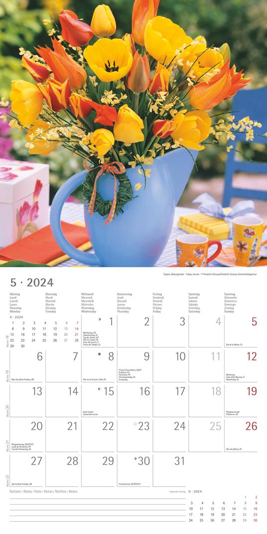 Alpha Edition - Calendario 2024 da muro Flowers, 12 mesi, 30x30 cm - 7