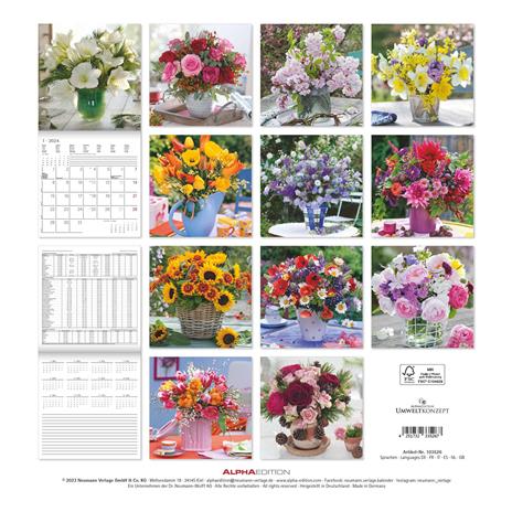 Alpha Edition - Calendario 2024 da muro Flowers, 12 mesi, 30x30 cm - 15