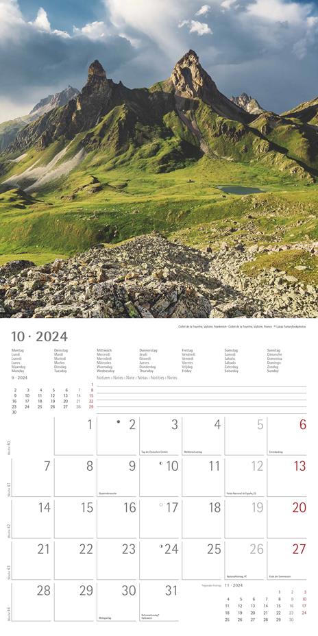 Alpha Edition - Calendario 2024 da muro The Alps, 12 mesi, 30x30 cm - 12