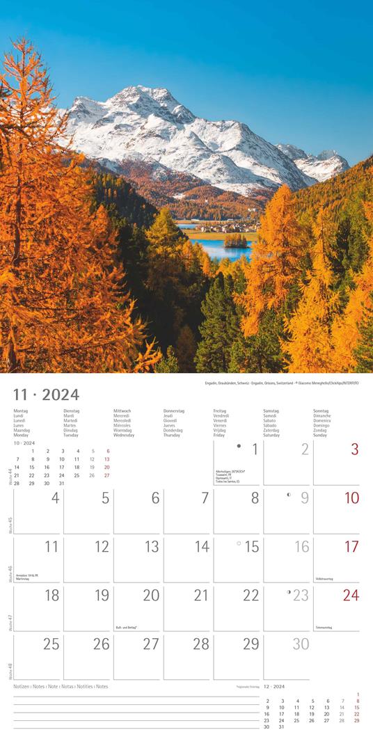 Alpha Edition - Calendario 2024 da muro The Alps, 12 mesi, 30x30 cm - 13