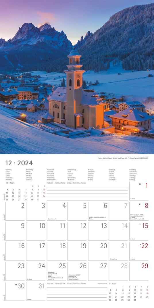 Alpha Edition - Calendario 2024 da muro The Alps, 12 mesi, 30x30 cm - 14