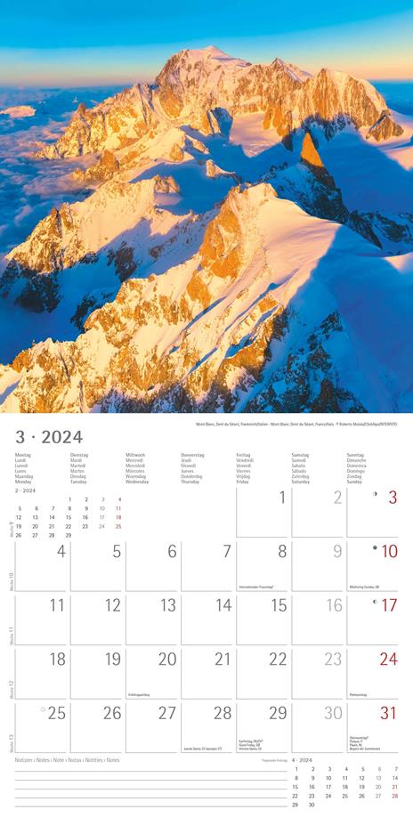 Alpha Edition - Calendario 2024 da muro The Alps, 12 mesi, 30x30 cm - 5