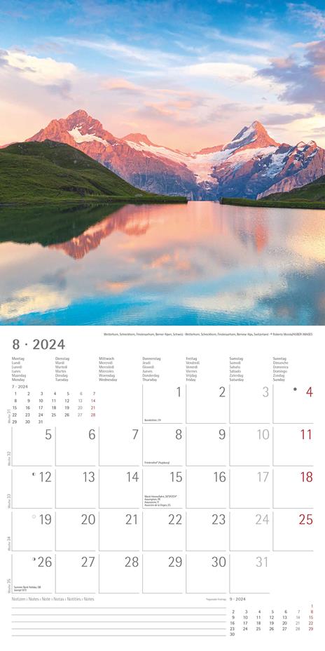 Alpha Edition - Calendario 2024 da muro The Alps, 12 mesi, 30x30 cm - 10