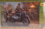 German Motorcycle WWII R-12 Sidecar And Crew Plastic Kit 1:35 Model Z3607
