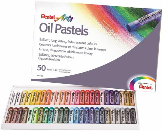 Pastelli a olio Pentel. Confezione 50 colori assortiti