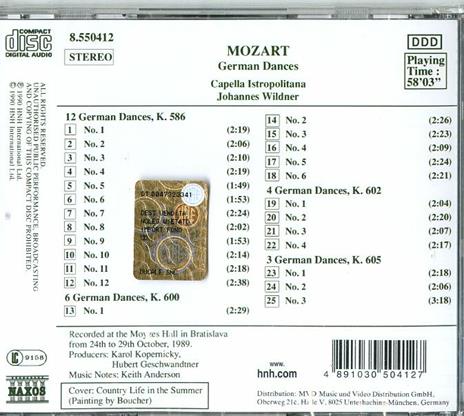 Danze tedesche - CD Audio di Wolfgang Amadeus Mozart - 2