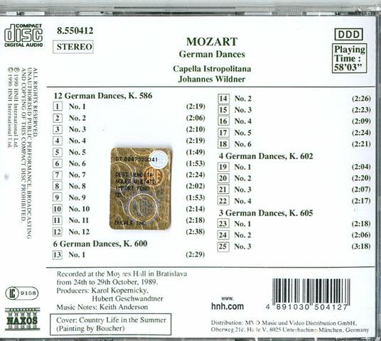 Danze tedesche - CD Audio di Wolfgang Amadeus Mozart - 2