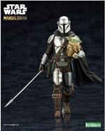 Star Wars The Mandalorian Artfx Statua 1/10 Mandalorian & Grogu Con Beskar Staff 18 Cm Kotobukiya