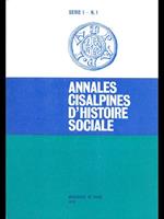 Annales cisalpines d'histoire sociale serie I N 1