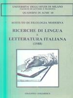 Ricerche di lingua e letteratura italiana 1988