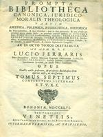 Prompta Bibliotheca Canonica Juridico-Moralis Theologia. Tomus 7