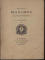 Notes, maximes & pensees