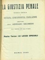 Giustizia penale 1932 Parte III leggi speciali