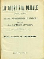 Giustizia penale 1932 La procedura Parte IV