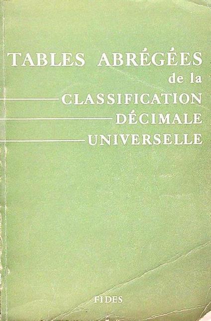 Tables Abregees de la classification decimale universelle - Aimé Martin - copertina