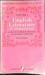 English literature to romanticism volume 1