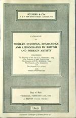 Catalogue of modern etchings, engravings and litographs by british and foreign artists