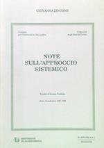 Note sull'approccio sistemico. Facoltà di Scienze Politiche 1987-1988