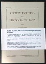 Giornale critico della filosofia italiana fascicolo I/gennaio-aprile 1997