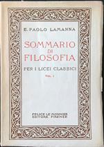 Sommario di filosofia per i licei classici vol. I