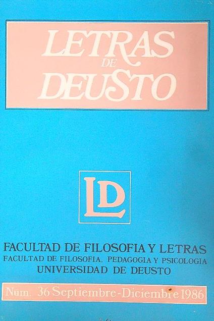 Letras de Deusto 36/ 1986 - copertina