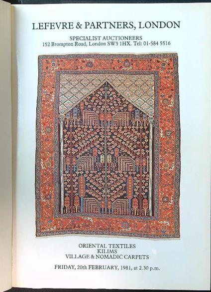 Oriental Textiles, Kilims, Village and Nomadic Carpets 1981 - copertina