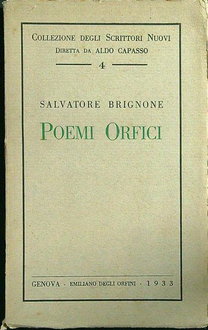 Poemi orfici - Salvatore Brignone - copertina