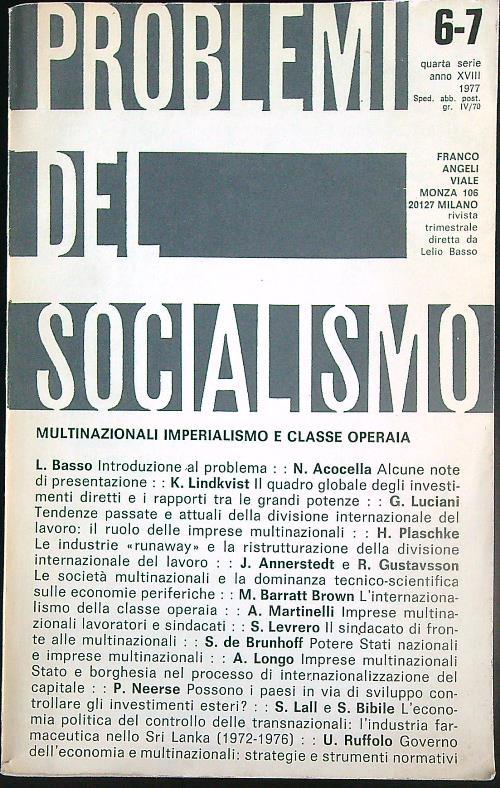 Problemi del socialismo 6-7 /1977 - copertina