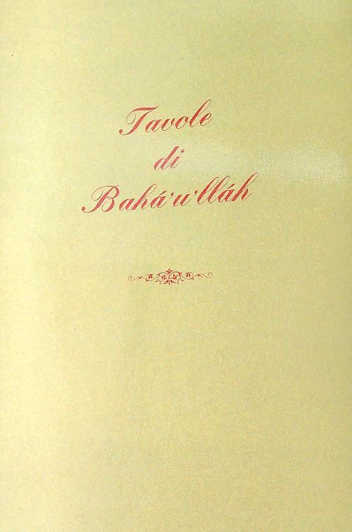 Tavole di Bahá'ùlláh - copertina