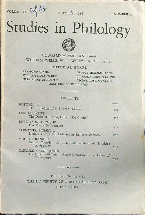 Studies in philology n.4 october 1954