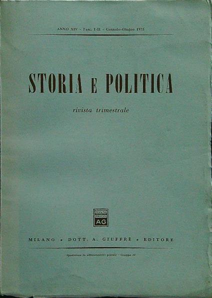 Storia e politica fasc I-II gennaio-giugno 1975 - copertina