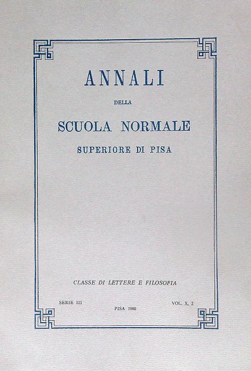 Annali della Scuola Normale Superiore di Pisa Serie III Vol X, 2 - copertina