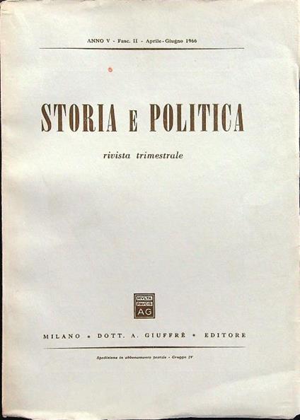 Storia e politica fasc II aprile-giugno 1966 - copertina