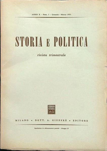 Storia e politica fasc I gennaio-marzo 1971 - copertina