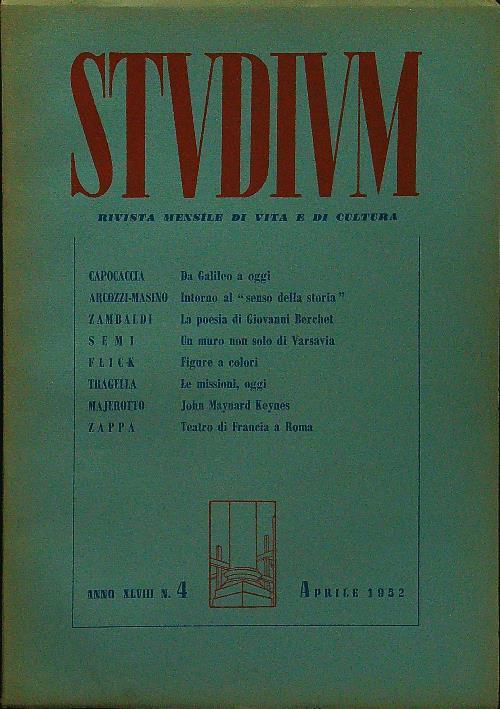 Studium n.4 aprile 1952 - copertina